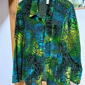 Colorful Velvet Button-Up Shirt